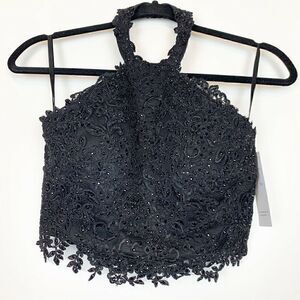 NWT Ed Young Prom Dress Halter Top Black XS